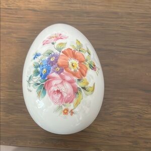 Limoges Castel France Floral Porcelain Egg Trinket Dish